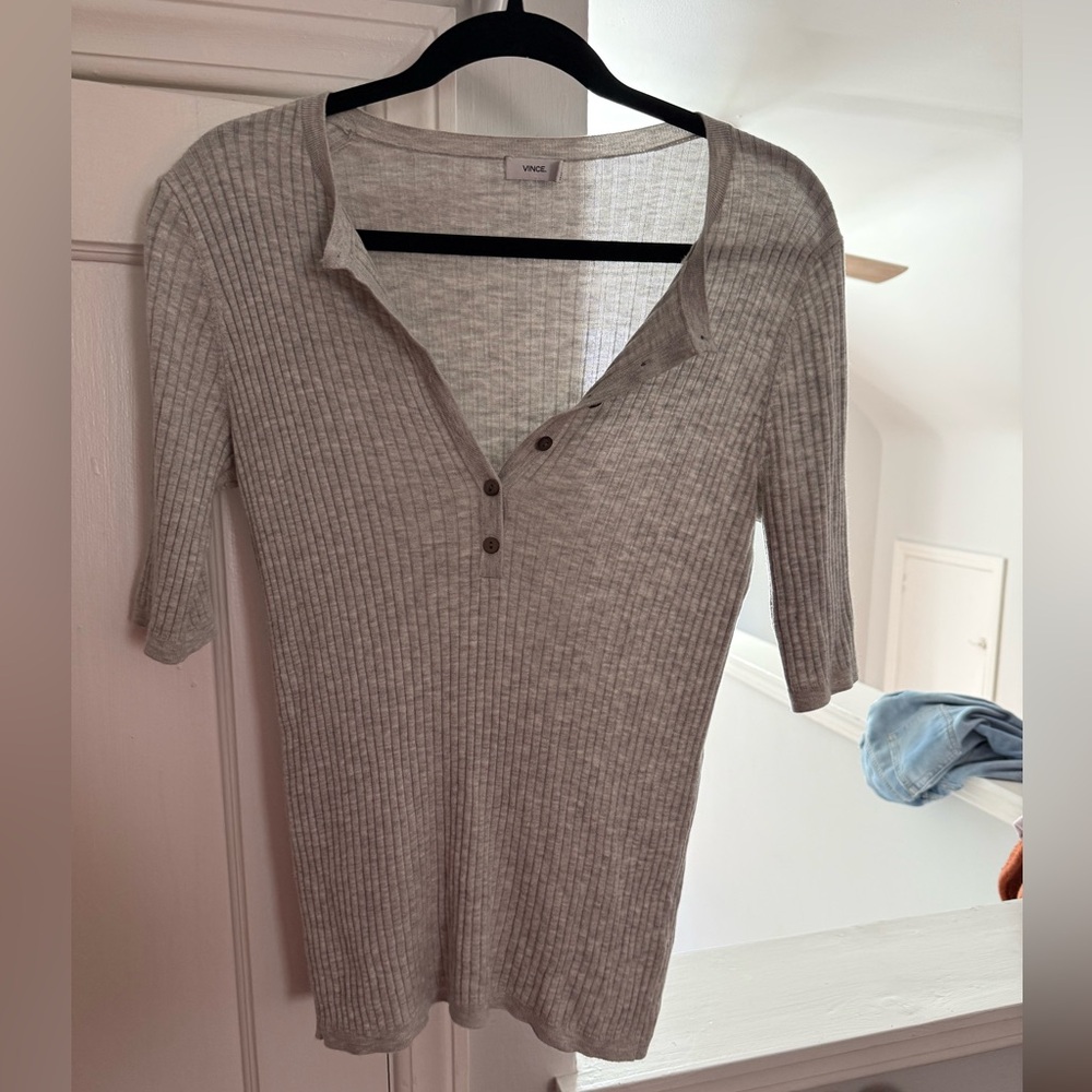 Vince grey Textured Knit Top